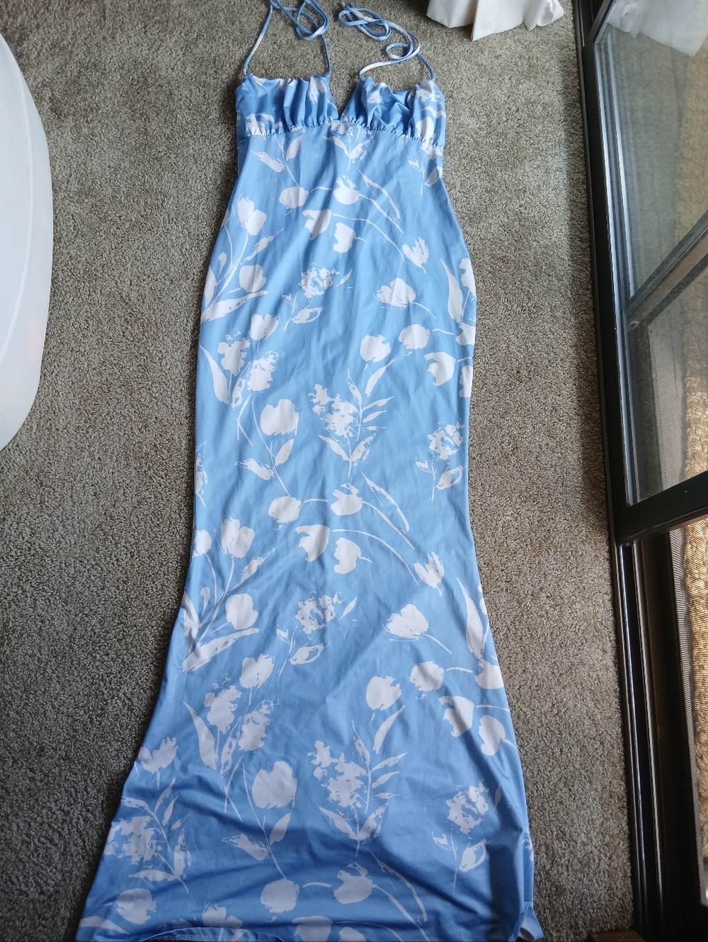 Light Blue Floral Maxi Slip Dress